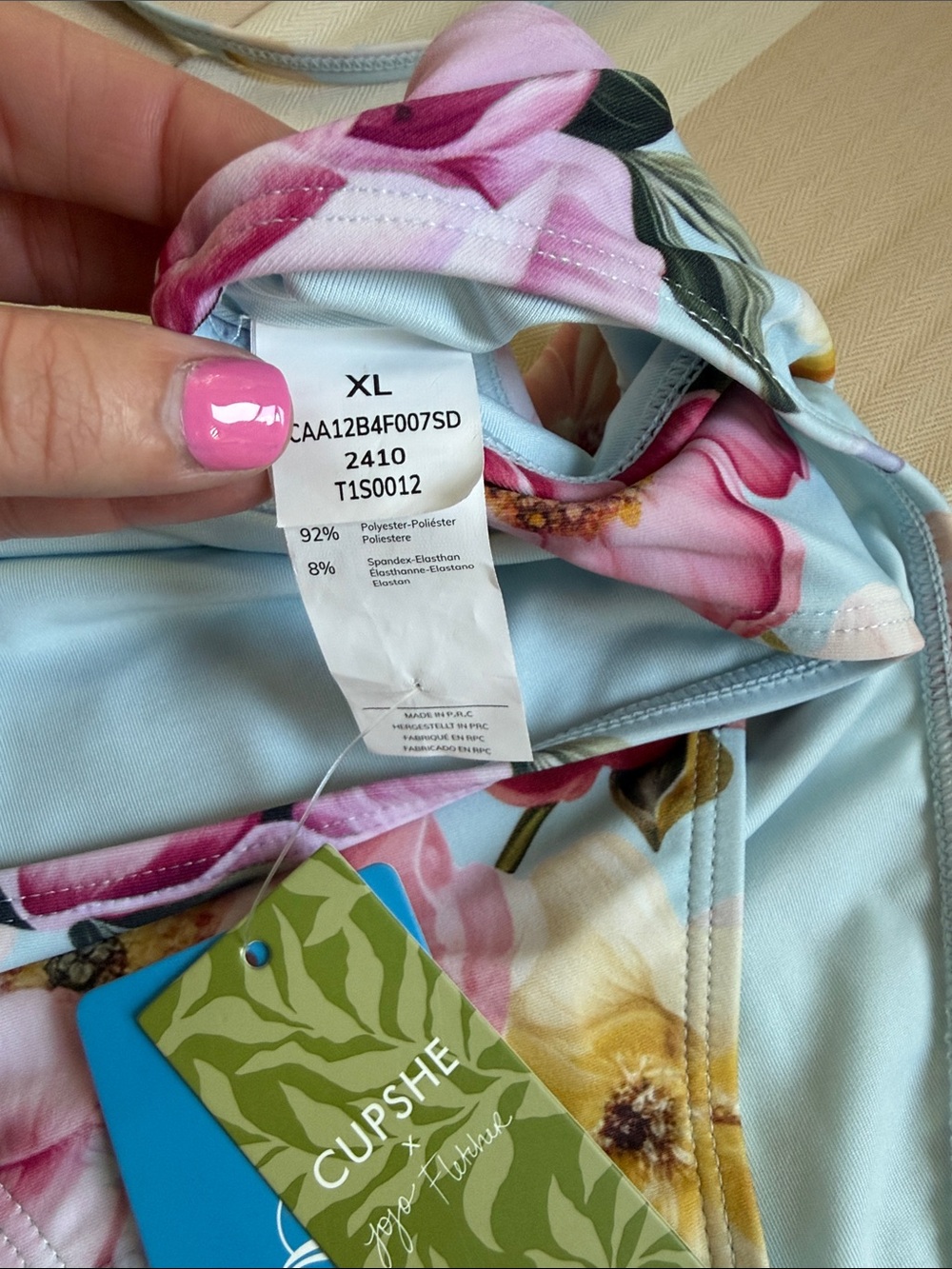 Cupshe Light Blue Floral Ruffle Bikini Set - Picture 5 of 9
